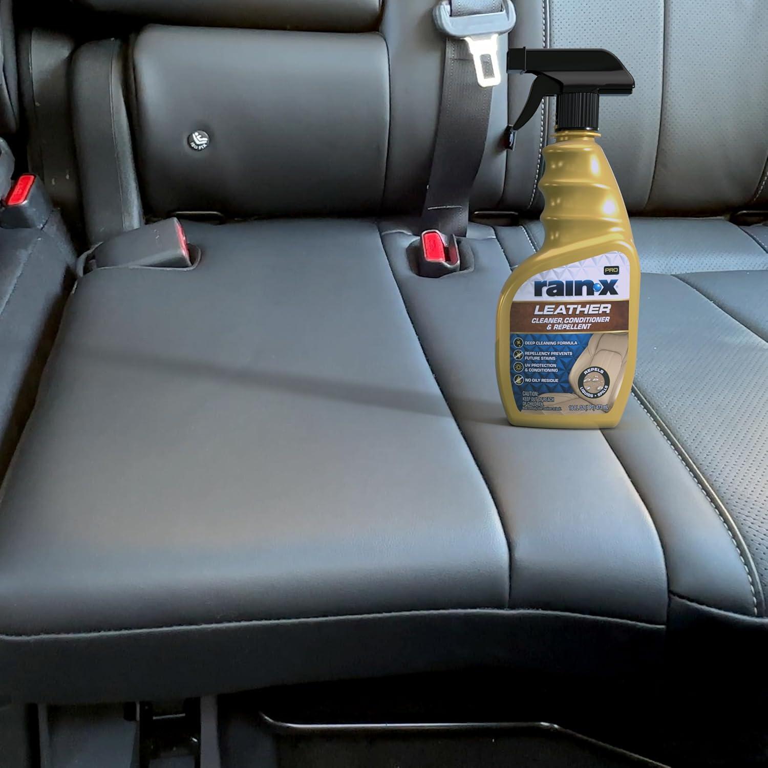 imageRainX 620236SRP Leather Cleaner Conditioner ampamp Repellent for Car Interiors Cleans  Repels while Moisturizing Restores Leather to Natural Fresh Scent without Residue 16 Fl OzLeather Cleaner