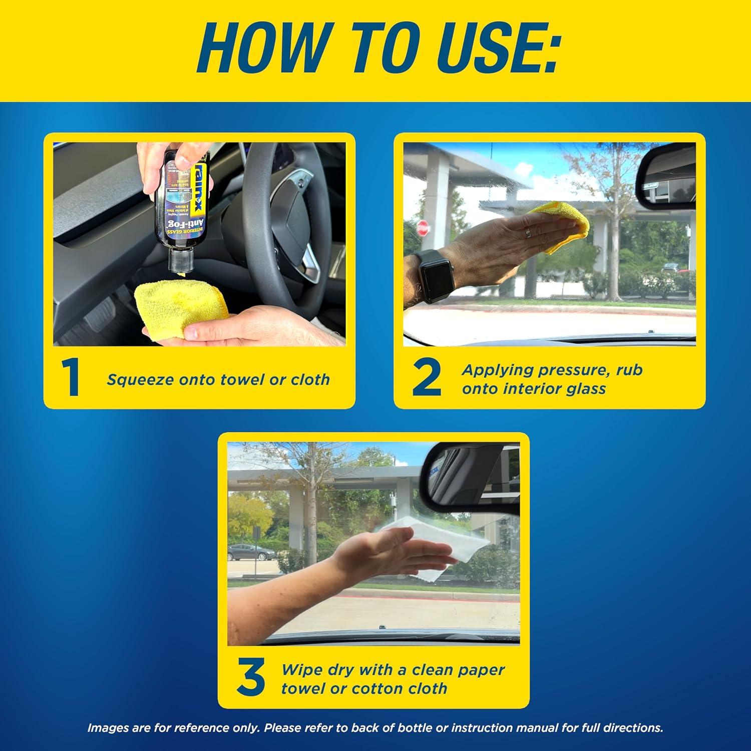 imageRainX 630543 Interior Glass AntiFog 12 oz  Prevents Fogging of Interior Glass and Mirrors Usable on Both Automobiles and Marine Vehicles Pack of 2Squeeze Bottle