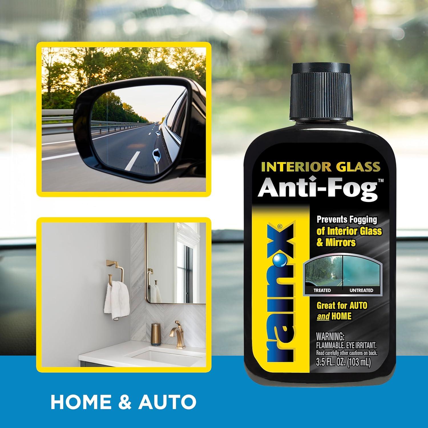 imageRainX 630543 Interior Glass AntiFog 12 oz  Prevents Fogging of Interior Glass and Mirrors Usable on Both Automobiles and Marine Vehicles Pack of 2Squeeze Bottle