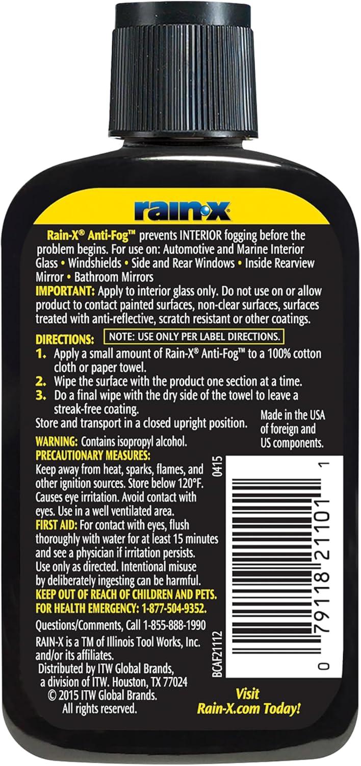 imageRainX 630543 Interior Glass AntiFog 12 oz  Prevents Fogging of Interior Glass and Mirrors Usable on Both Automobiles and Marine Vehicles Pack of 2Squeeze Bottle