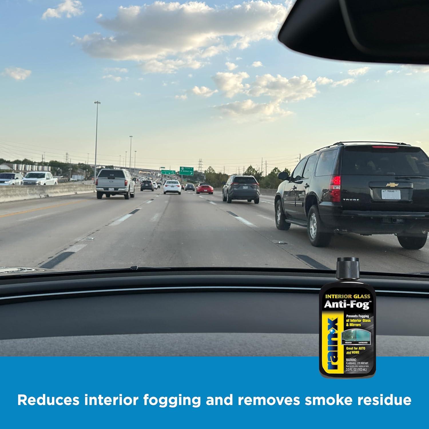 imageRainX 630543 Interior Glass AntiFog 12 oz  Prevents Fogging of Interior Glass and Mirrors Usable on Both Automobiles and Marine Vehicles Pack of 2Squeeze Bottle