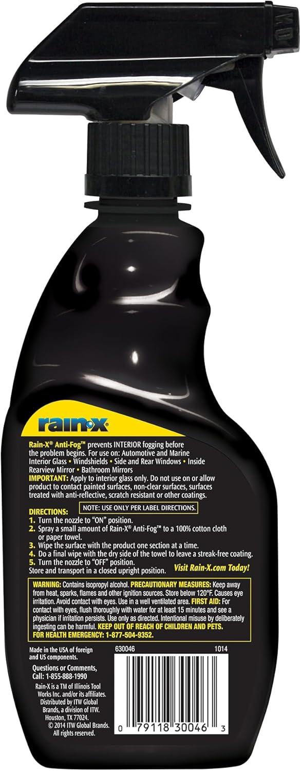 imageRainX 630543 Interior Glass AntiFog 12 oz  Prevents Fogging of Interior Glass and Mirrors Usable on Both Automobiles and Marine Vehicles Pack of 2Trigger Bottle