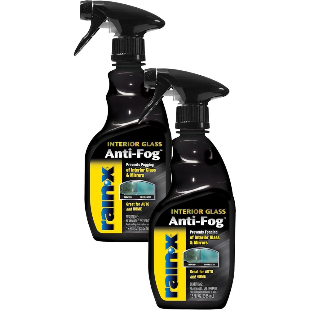 imageRainX 630543 Interior Glass AntiFog 12 oz  Prevents Fogging of Interior Glass and Mirrors Usable on Both Automobiles and Marine Vehicles Pack of 2Trigger Bottle