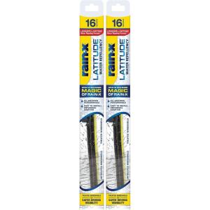 imageRainX 50792742 Latitude 2In1 Water Repellent Wiper Blades 16 Inch Pack Of 2 Automotive Replacement Windshield Wiper Blades With Patented RainX Water Repellency Formula