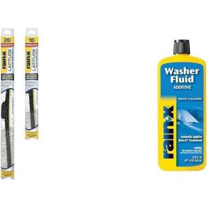 imageRainX Windshield Care Bundle Latitude 2in1 Water Repellent Wiper Blades 26quot ampamp 18quot  169 fl oz Washer Fluid Additive