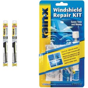 imageRainX Latitude 2In1 22 Inch Wiper Blades ampamp Windshield Repair Kit for Chips and Cracks Under 1 Inch