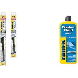 imageRainX Windshield Care Bundle  Latitude 2in1 Water Repellent Wiper Blades 24quot ampamp 18quot  169 fl oz Washer Fluid Additive