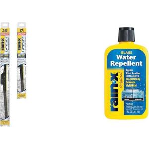 imageRainX Windshield Weather Protection Bundle  26quot ampamp 17quot Latitude 2in1 Water Repellent Wiper Blades 2Pack with 7 oz Glass Treatment