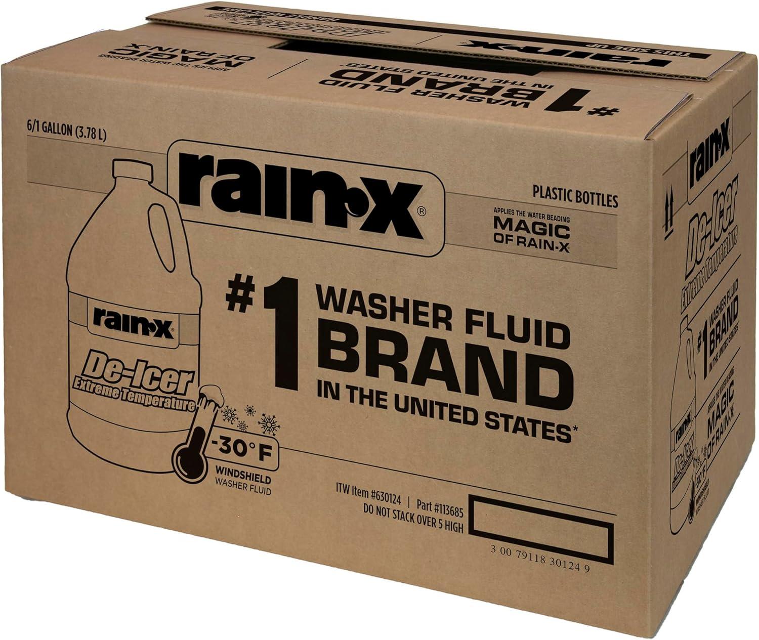 imageRainX 30F Extreme Temperature DeIcer Windshield Washer Fluid  1 Gallon Pack of 66 Pack
